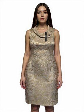 Elegant Statement Dress, Size 16, Champagne